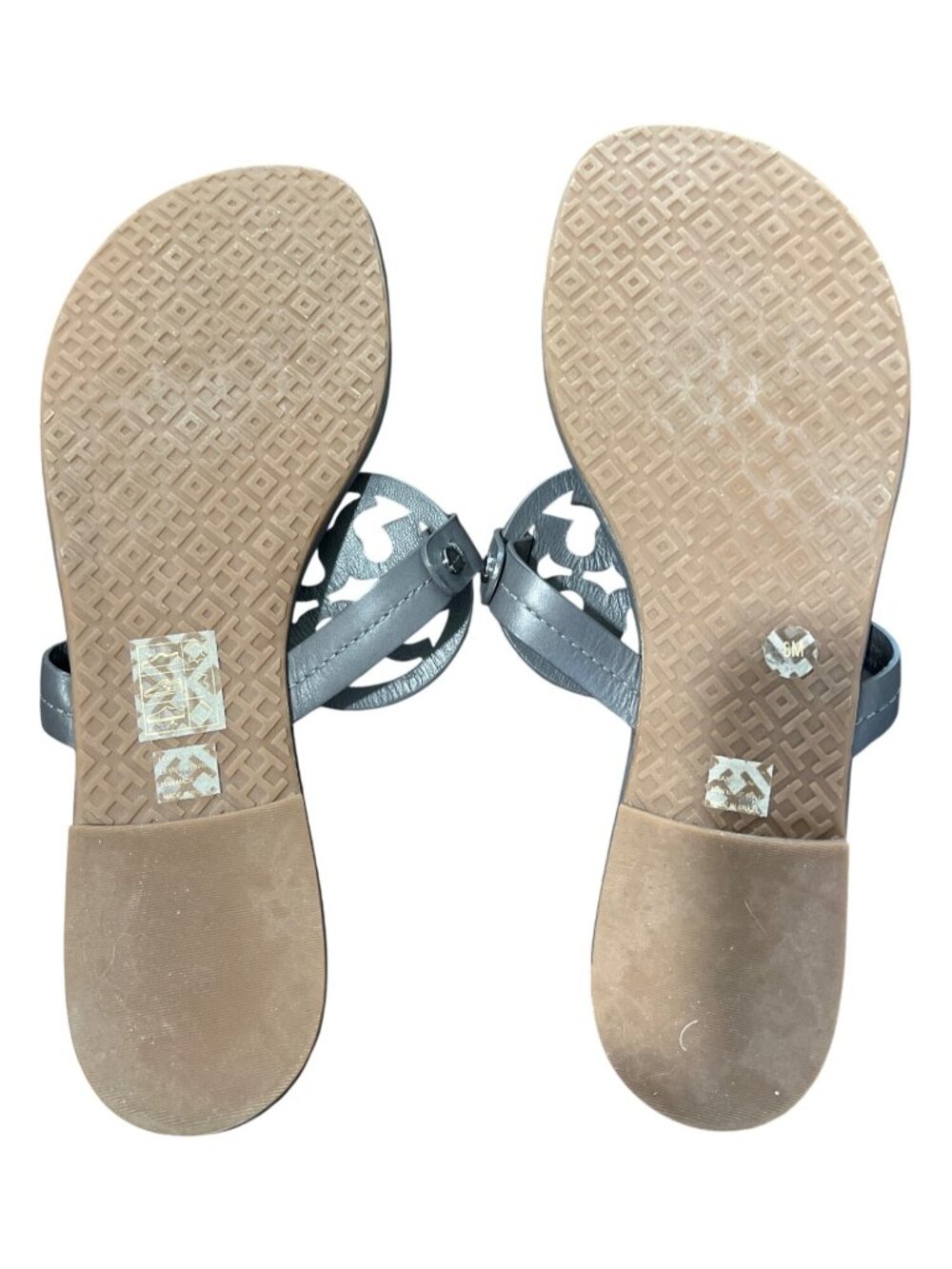 Tory Burch Womens Size 8 Miller Leather Thong Sandals Malta Grey Slip-On EUC - Picture 7 of 10